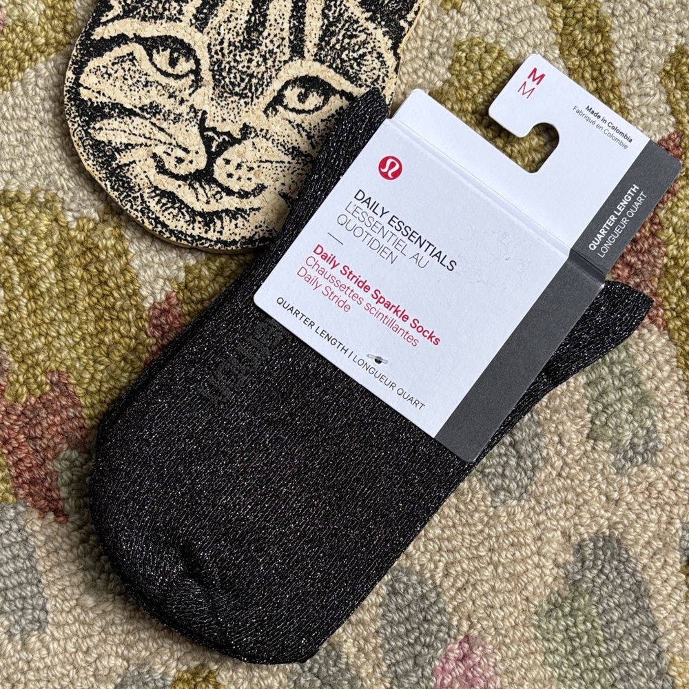 Lululemon NWT Daily Stride Sparkle Socks Black Moon/ Silver glimmer Medium